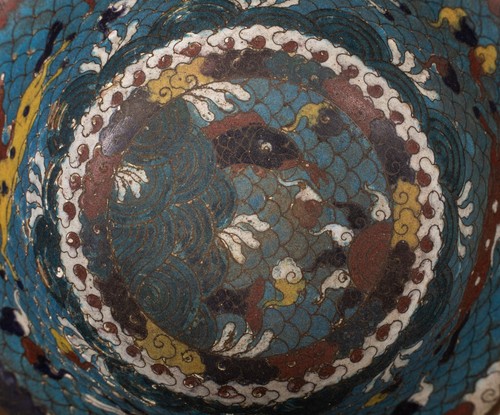 Eine große, antike Cloisonné Emaille - Schale im Ming-Stil, China, 19. Jh. Qing - Bild 7 von 13