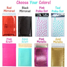 4x8" CHOOSE! Pink,Teal, Gold, Poly Bubble Mailers, Padded Envelope Shipping NEW!