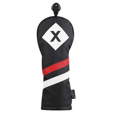 Majek Retro Golf X Fairway Wood Headcover Black Red White Vintage Leather Style