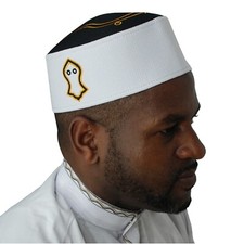 Black and White Embroidery Muslim Fashion Kufi Hat Rasulullah Islamic Symbol