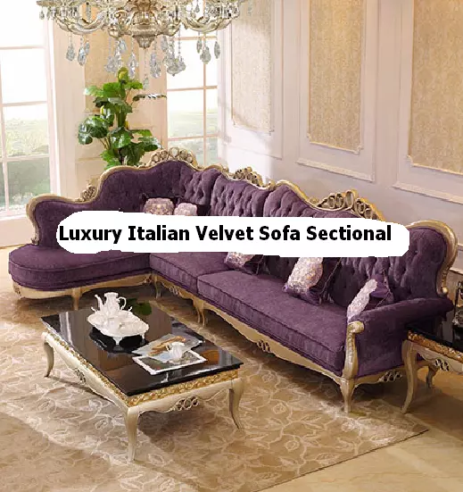 VIDA Luxury Italian Style Velvet Sofa Sectional Set. 3 Pieces. Plum Colored