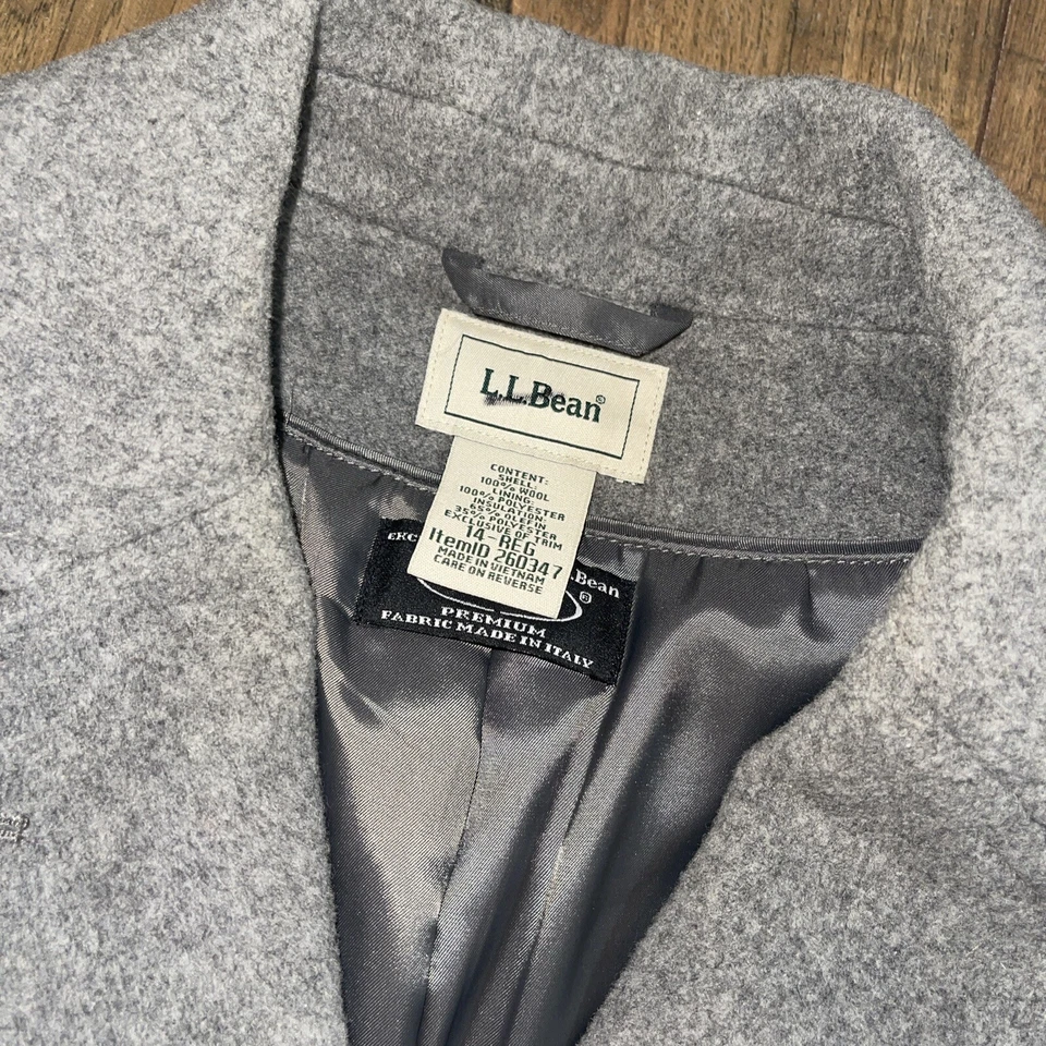 L.L. Bean Gray Boiled Wool Jacket Women's 14 Reg Premium Bellandi Made in Italy - Image 3 of 4