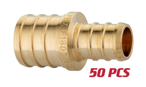 50 PCS EFIELD 3/4" X 1/2" PEX FITTING STRAIGHT REDUCING COUPLING, LEAD FREE