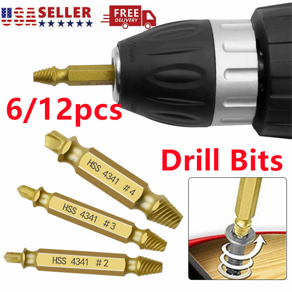 6/12PCS Damaged Screw Extractor Se Extractor Speed Drill Bit Broken Bolt Remover