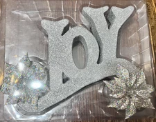 Holiday Glitter Stand Free Sign Decor Christmas Winter JOY