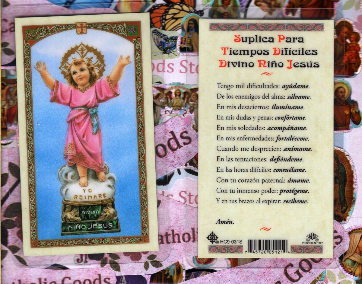 Suplica Para Tiempos Dificiles Divino Nino - Spanish- Laminated