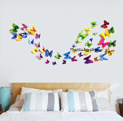 12 Stck. 3D Schmetterling Wandkunst Aufkleber Aufkleber Magnet Wohnkultur PVC Wandbild Shop