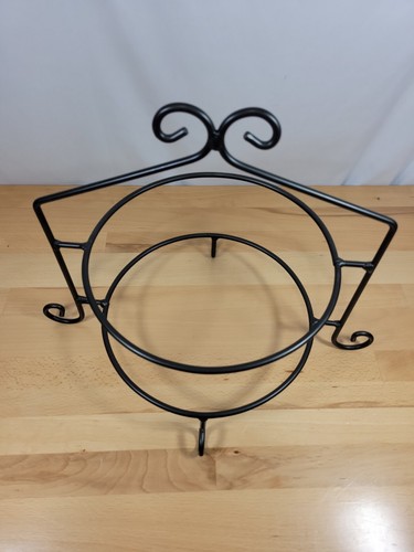 Black Wrought Iron Cupcake Cake Pie Plate Holder Double Rack 2 Tier Stand USA - Picture 5 of 5