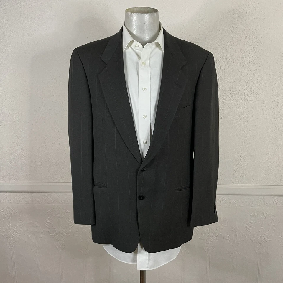 Vintage Pierre Cardin 2 Piece Suit Mens 42R 32x29 Dark Green Windowpane Check - Image 4 of 4
