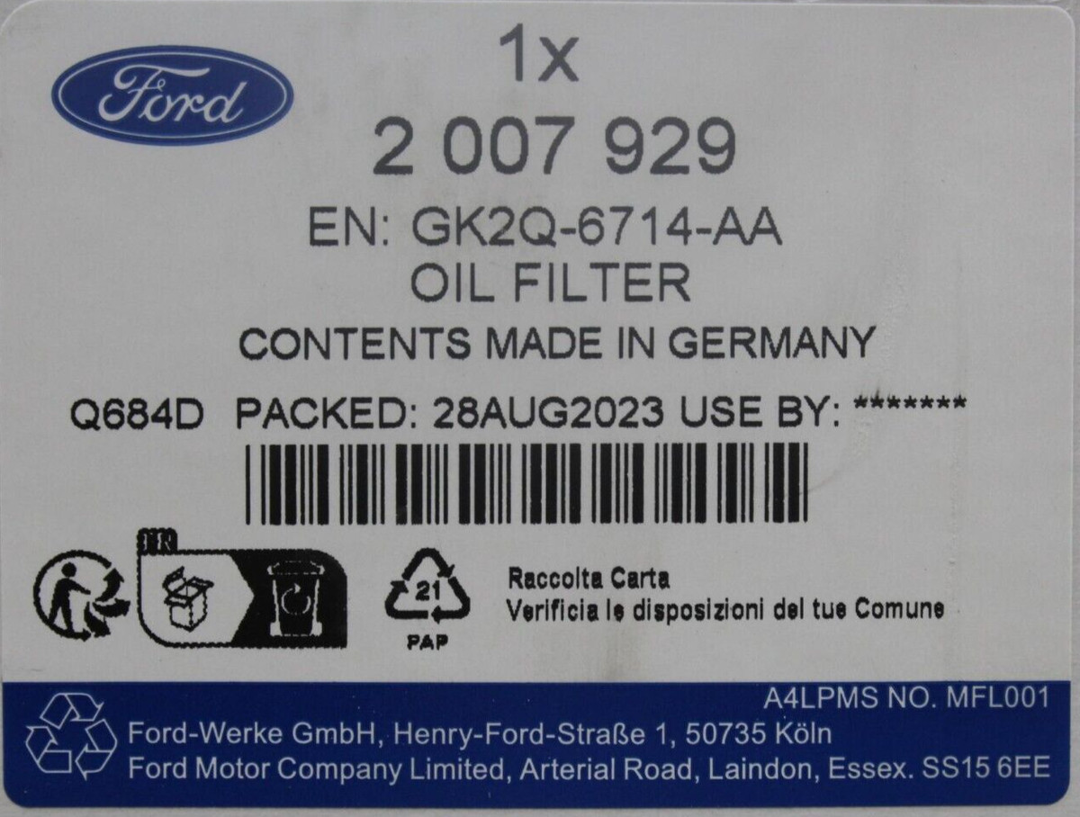 Original Ölwechselkit Ford 2,0 Ecoblue Diesel Bj 12/2015 - 27.06  