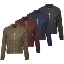 Damen MA1 Armee Klassisch Gepolstert Bomber Jacke Reißverschluss Biker Mantel