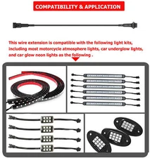 2-10X 2M Extension Cable Cord Wire 4Pin For RGB Neon LED Rock Light Pod Strip