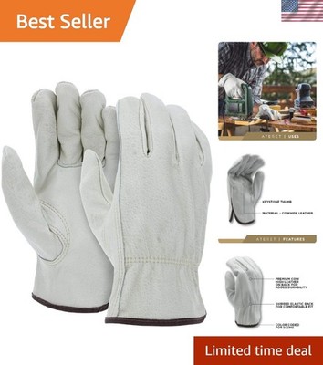 12 Pairs X-Large Heavy Duty Durable Cowhide Leather Work Gloves I Driver Glov...