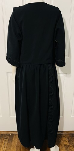 Vintage 1920's Black Wool Dress Soutache Trim Ornate Dress Clip on Belt Sz L - Picture 8 of 12