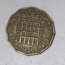 1957 Elizabeth II British Threepenny Coin 3D