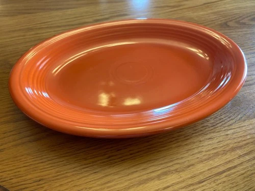 Vintage Fiestaware - 12" Oval Serving Platter in "radioactive" red (1938-1969)