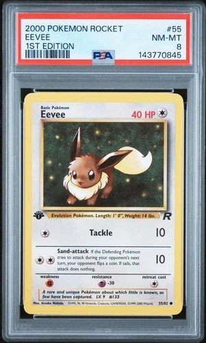 2000 POKEMON ROCKET 1ST EDITION #55 EEVEE PSA 8