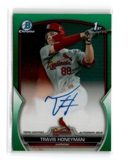 Travis Honeyman 2023 Bowman Draft Chrome 1st Green Refractor Auto 4/99