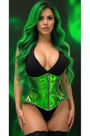 Daisy Top Drawer Green Holo Double Steel Boned Underbust Waist Cincher Corset