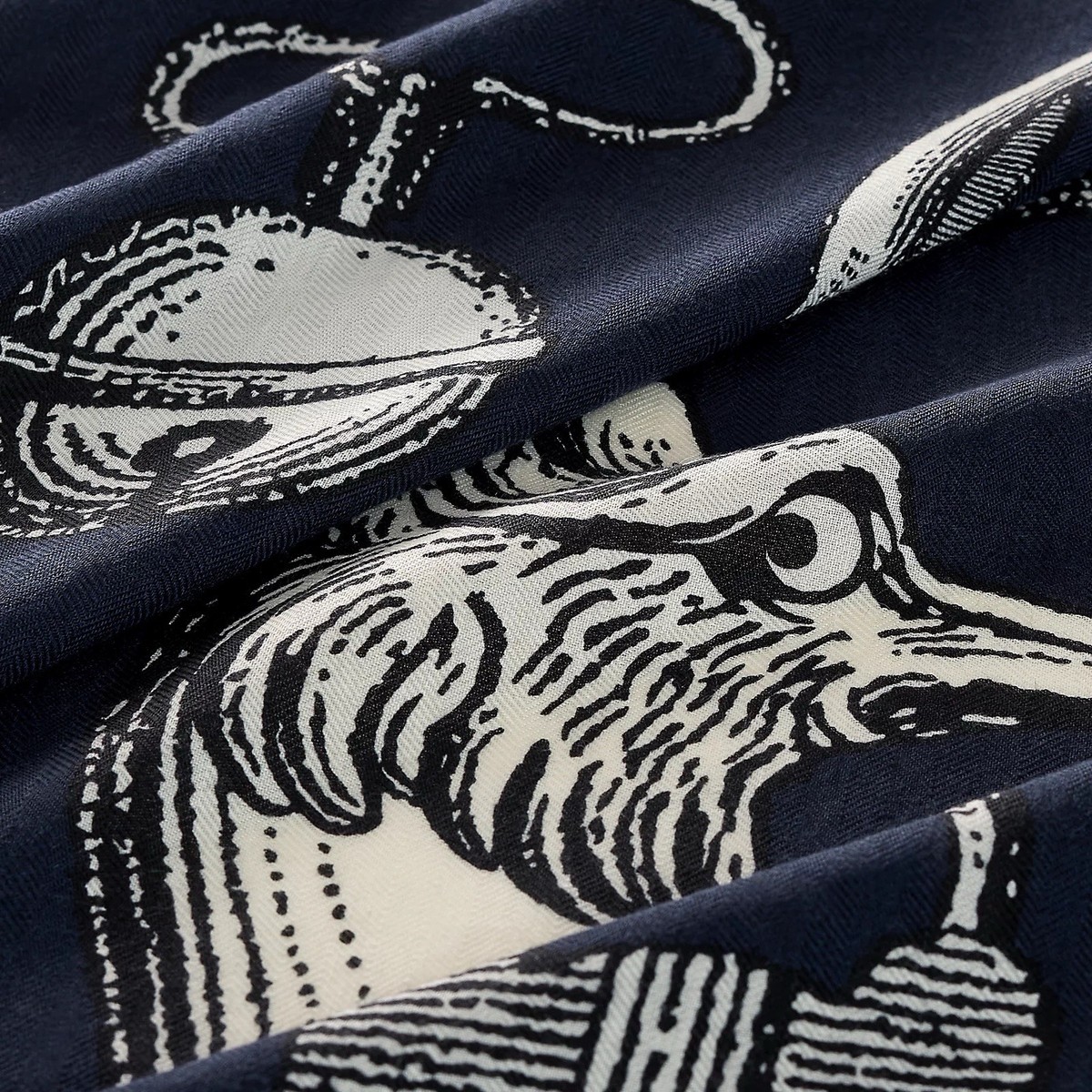 Hermès Inventaire Poétique Cashmere Square Scarf 140 cm Navy White