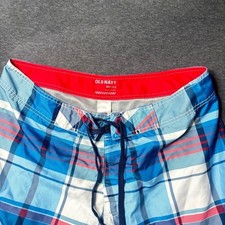 Old Navy Mens Blue Plaid Board Shorts Swim Trunks Size Large Cargo Pocket