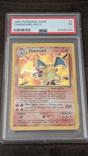 CHARIZARD 1999 Pokemon #4/102 PSA 1 PR Base Set Unlimited HOLO! Graded!