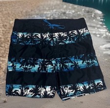 Joe Boxer Mens 2XL Shorts Swim Trunks Blue Hawaiian Theme Pool Beach Travel