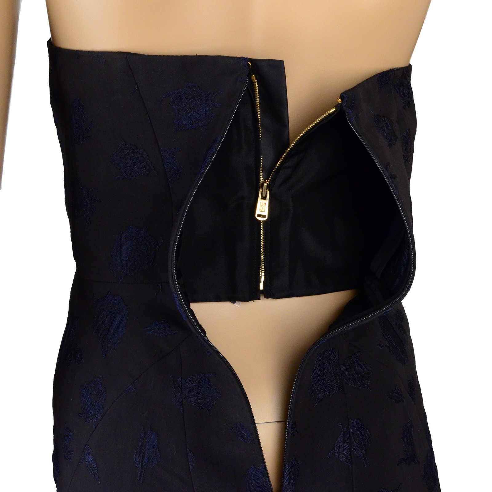 YVES SAINT LAURENT YSL ABITO SENZA SPALLINE BROCCATO ROSE STAMPA CORSETTO $2.450 F42 US8