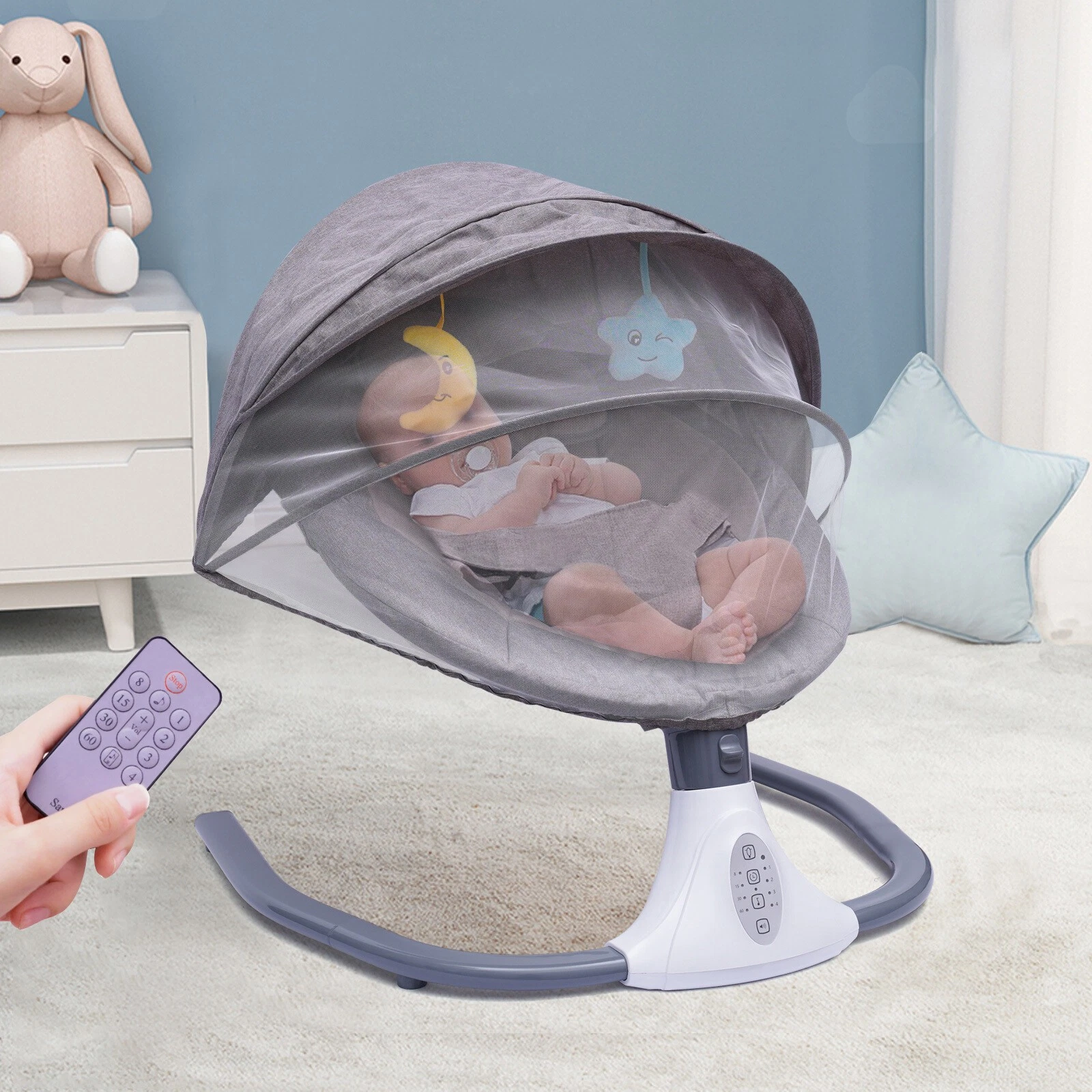 Electric Baby Bouncer Swing Bluetooth Music Cradle Rocker Chair Infant Newborn