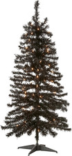 National Tree Company 4 Ft Pre-Lit Black Tinsel Mini Artificial Christmas Tree,