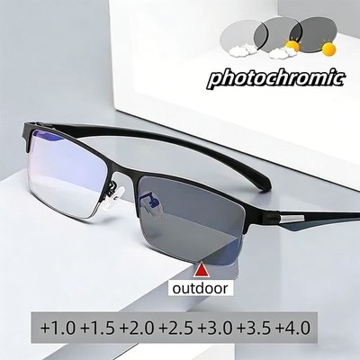 Photochromic Progressive Reading Glasses Anti-Blue Light Multifocal Readers US