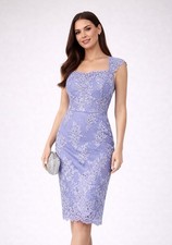 Lipsy Blue Bodycon Dress 16 UK Party Lace Embroidered Occasion Wedding Prom