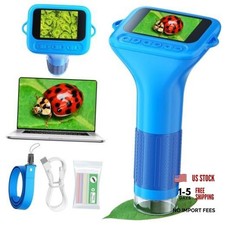 1000X Digital Microscope for Kids with 12 Slides, 1080P Viewing 2" Blue