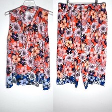 NEW Johnny Was SET Ileana Top  Poonam wide Leg Pants Silk Floral Sz XL