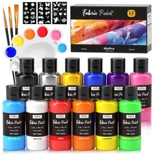 Nicpro 12 Colors Fabric Paint (1oz/30ml), Permanent 1oz (30ml), 12 