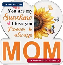 Mom Gifts from Daughter Son, Acrylic Heart Plaque with Sunflower Decor - "You ar