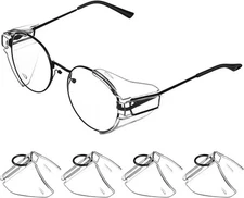 Universal Safety Glasses Side Shields - 2 Pairs Transparent PC Clip-on Side Shie