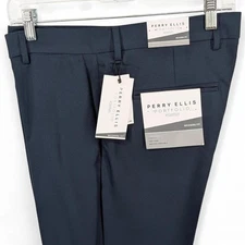 Perry Ellis Portfolio Men's Modern-Fit Twill Stretch Dress Pants Navy 36 x 30
