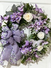 Beautiful Purple Lavender And White Wreath   Measure 23 X 23   