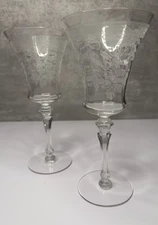 Tiffin Franciscan Byzantine Etched Wine Glass Vintage (Circa 1930) Set Of 2