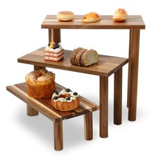 3-Tier Acacia Wood Serving Trays Set for Party Buffet Dessert Display