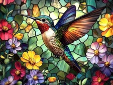 Hummingbird Diamond Art Paintings Flowers 5D Diamond Painting Kits for Adults Be