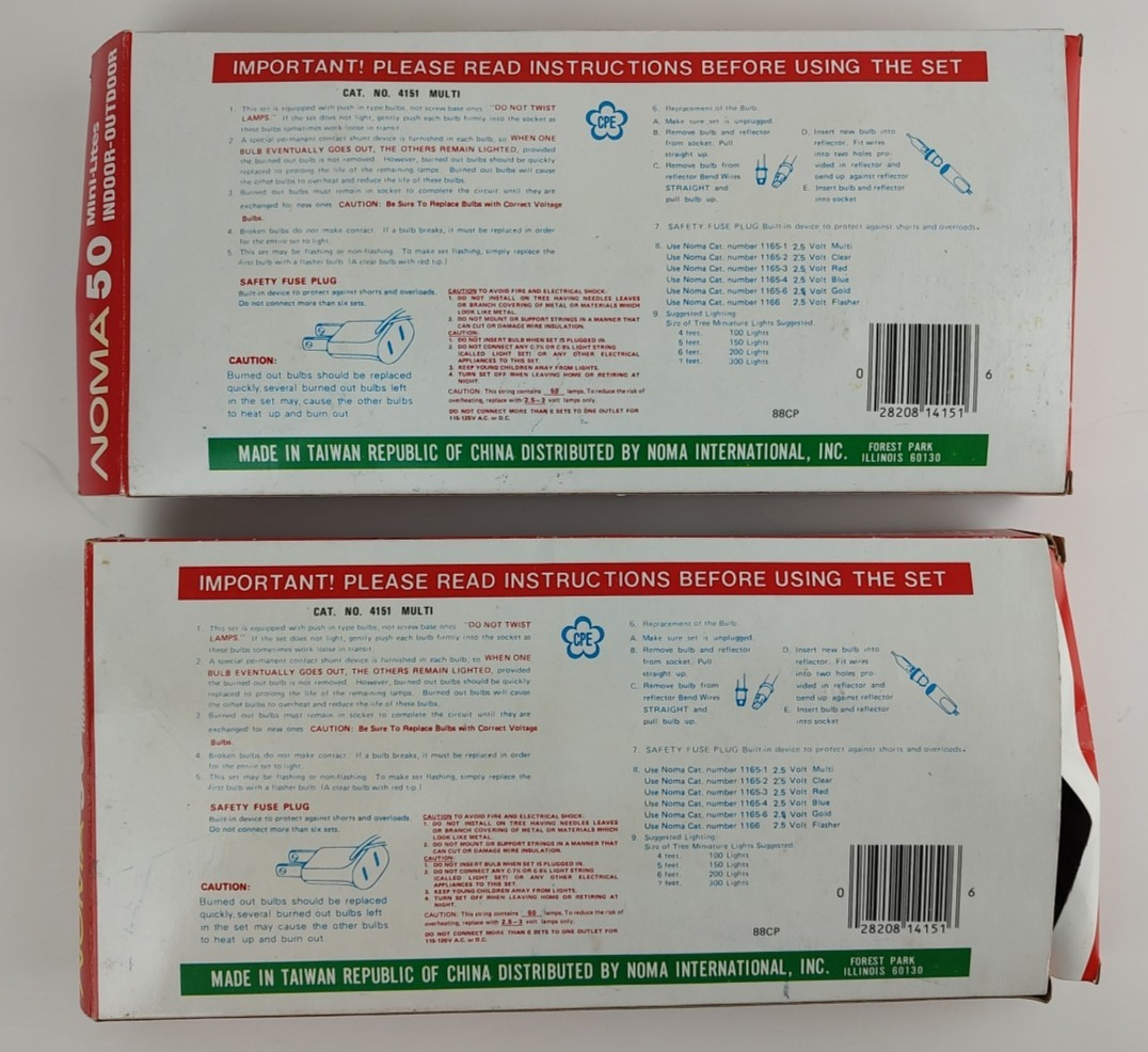 Vintage NOMA 50 Mini String Lights Indoor Outdoor in Box Lot of 2 Tested/Works