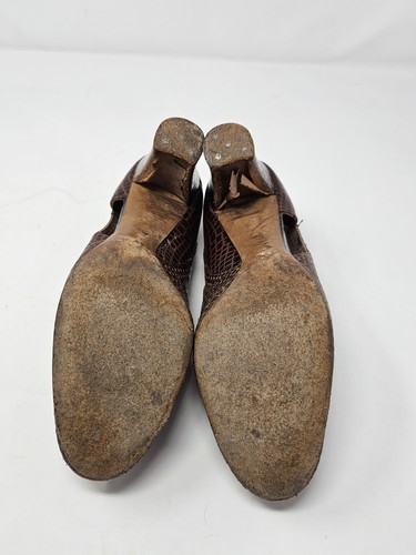 Vintage 1930s 40s Leather Pumps Heels Retro Lace Up Peal a Boo Sides Size 5.5 - Picture 10 of 13