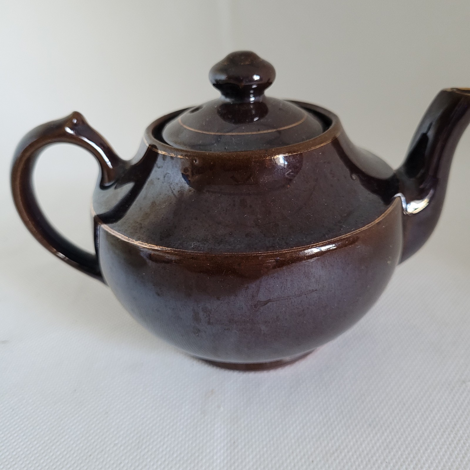 Vintage Floral Ceramic Teapot Brown Tea Pot with Lid Kitchen Decor