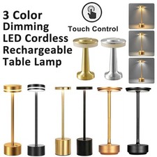 Metal Table Desk Lamp Cordless Touch Control Dimmable Night Light Rechargeable