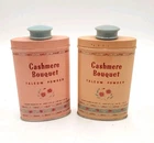2 Vintage Colgate Palmolive Cashmere Bouquet Talcum Powder Metal Tins Pink