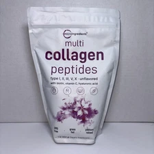 Micro Ingredients Multi Collagen Peptides Powder, Biotin, Vitamin C, 8oz