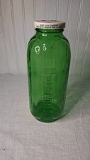 Vintage Green Refridgerator Water / Juce Bottle Made In USA with Lid