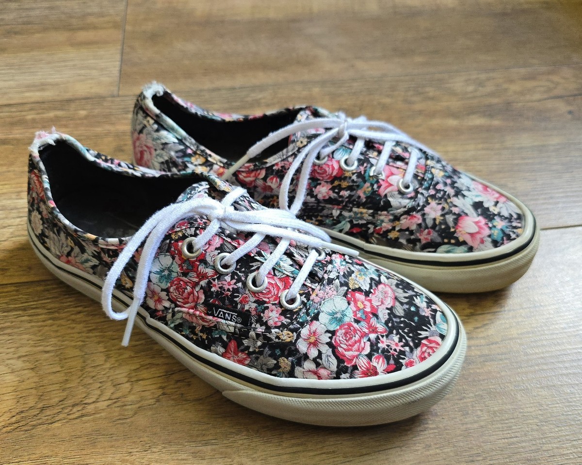 71e Black Floral Unisex Vans Authentic 25cm UK Low Top Trainer